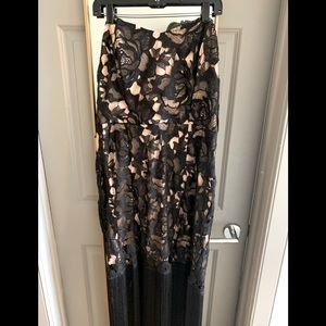 Black Strapless Lace Frill Dress Size 20